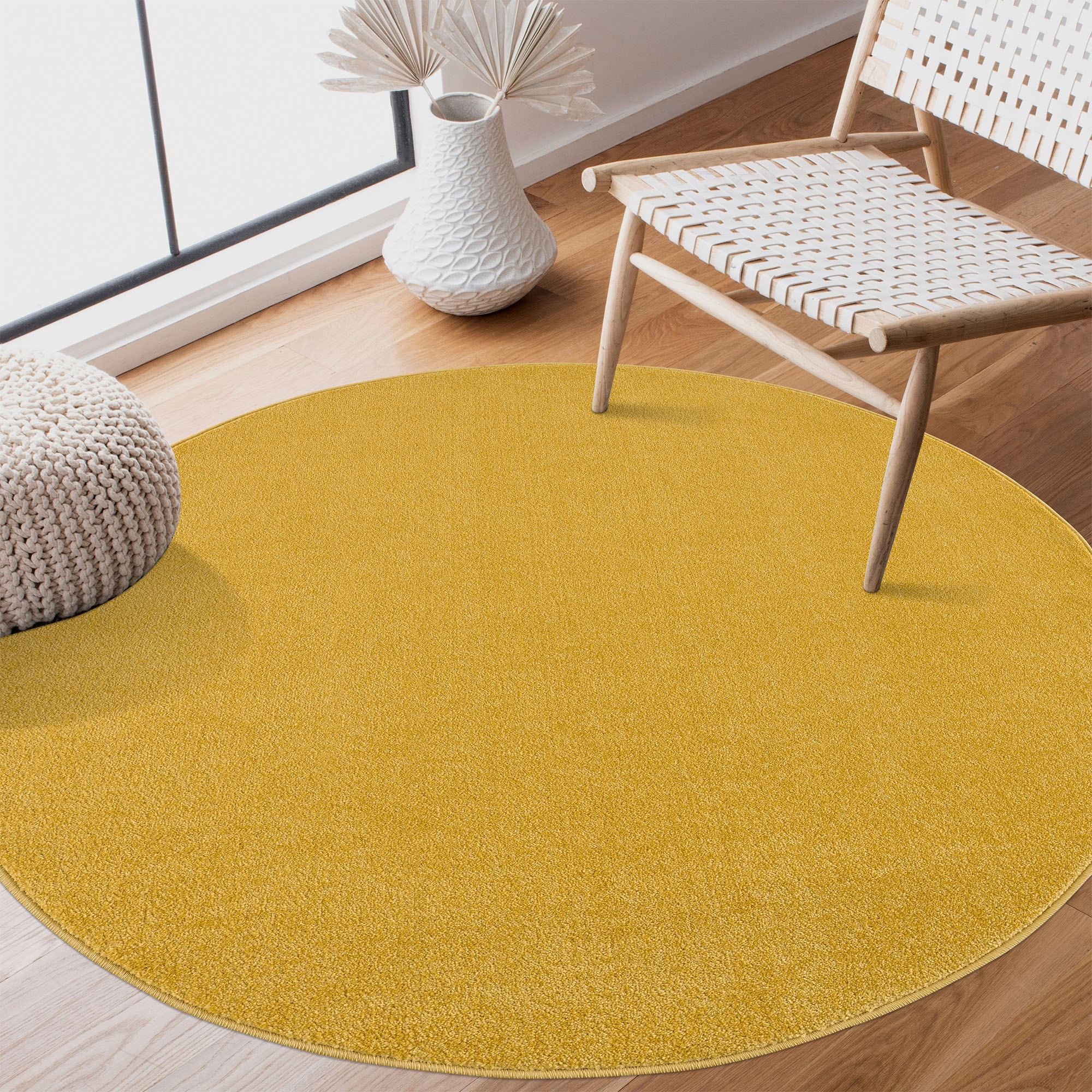 Sanat Teppich »Uni« rund 13 mm Höhe robuster Kurzflorteppich, grosse Farbauswahl, Wohnzimmer, alle Räume