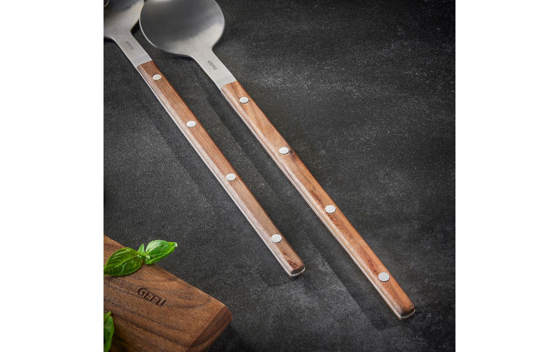 Salatbesteck Fligo 2-teilig, Braun/SilberBesteck für den Salat