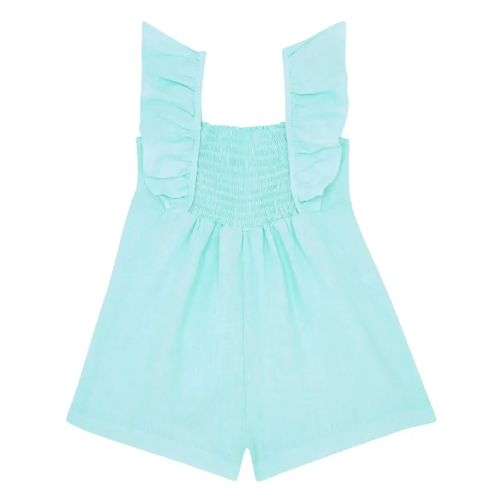 Zhoe & Tobiah Combishort en Lin | Bleu turquoise