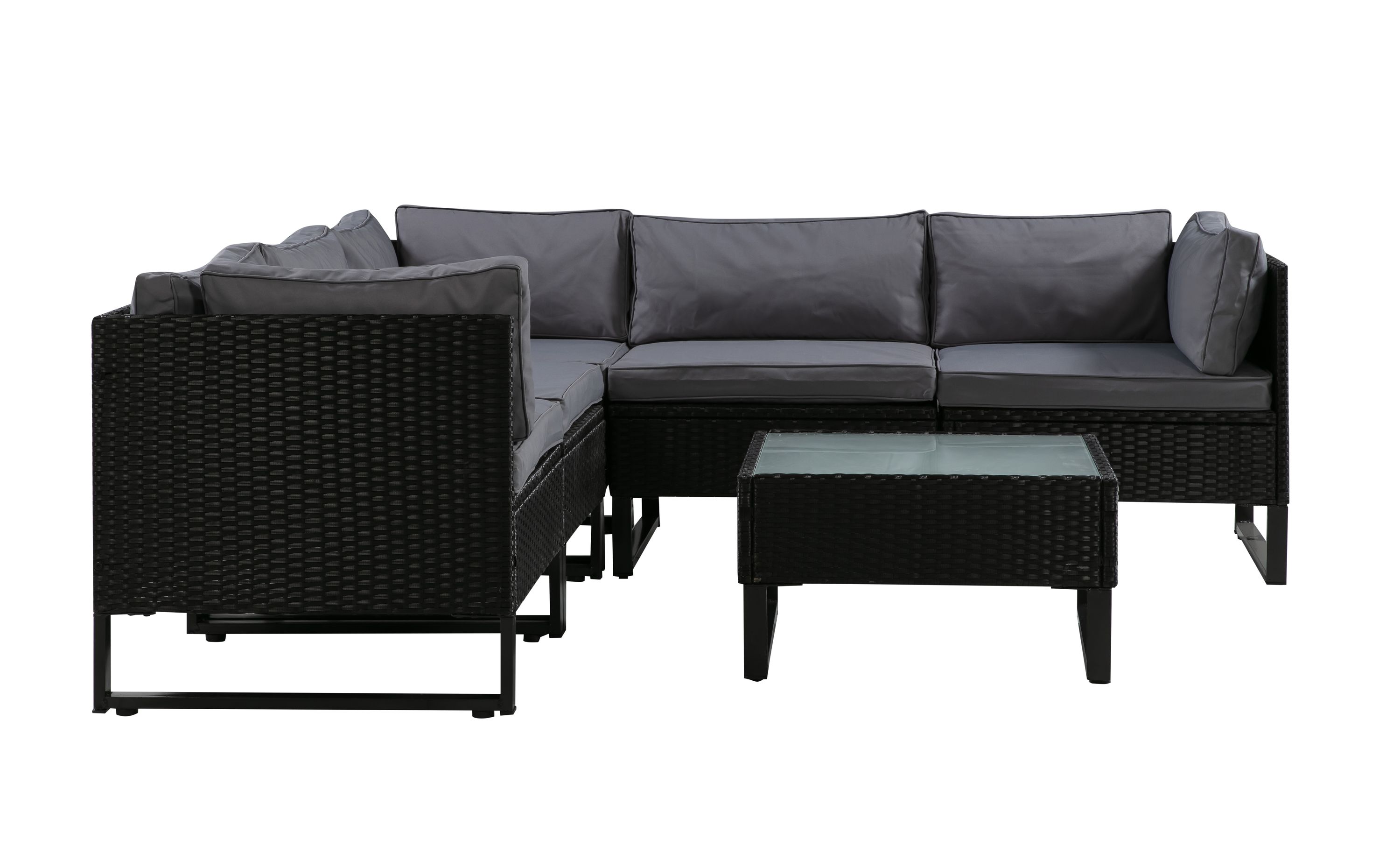 Rattanlounge CAPITOLA schwarz/anthrazit