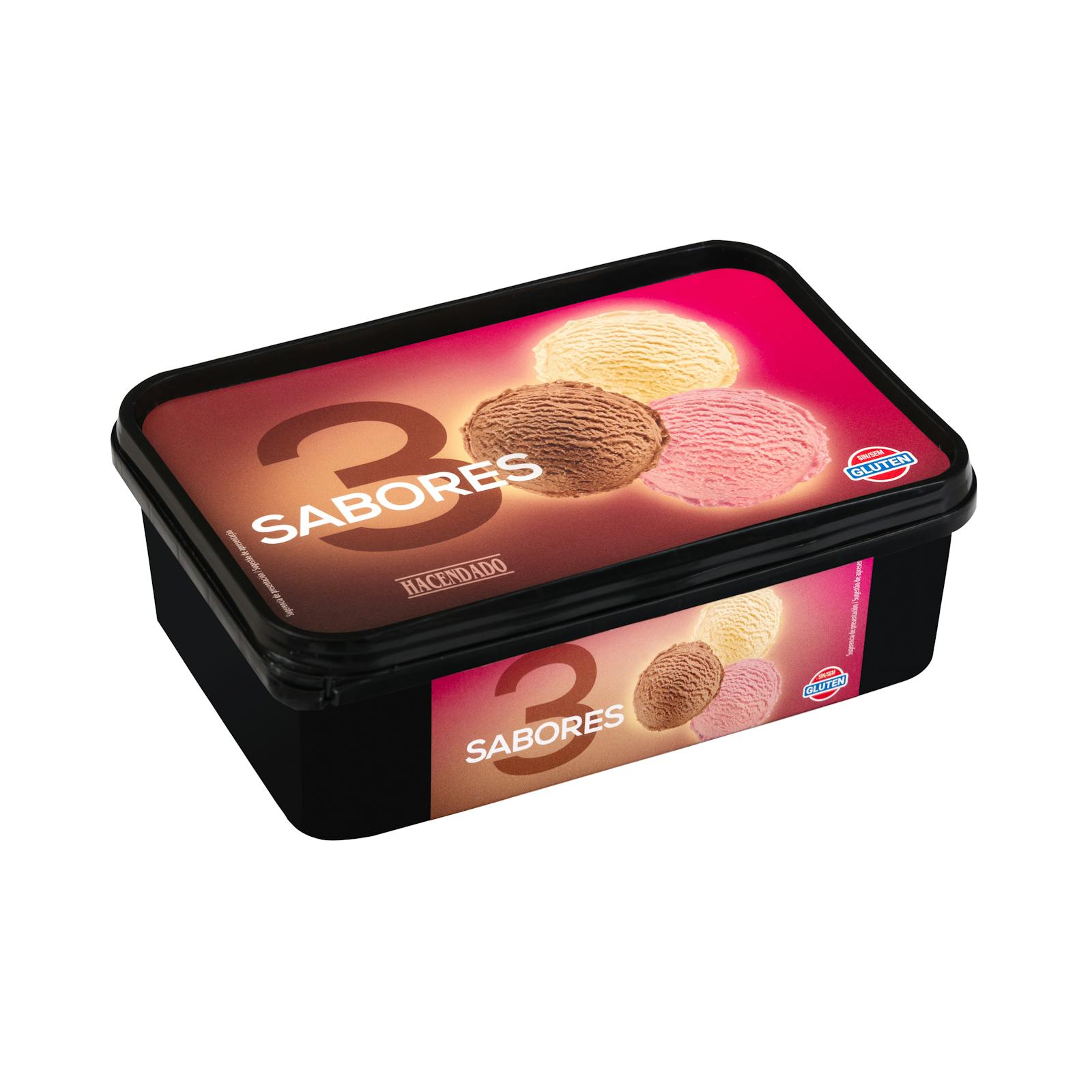 Hacendado 3 parfums de glace : chocolat, vanille et fraise