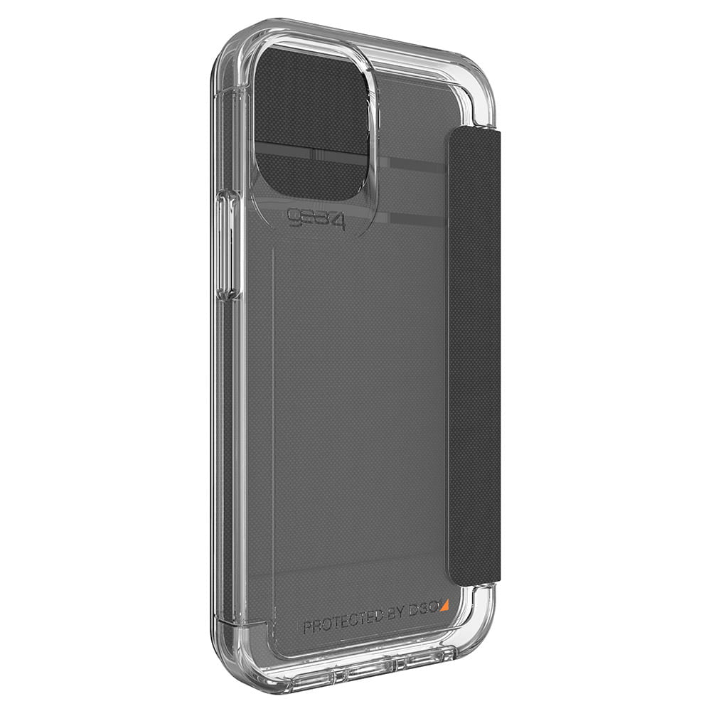 iPhone 12 / iPhone 12 Pro Antibakterielle 360° Wembley Schutzhülle Flip Cover D3O Recycled - Schwarz / Transparent