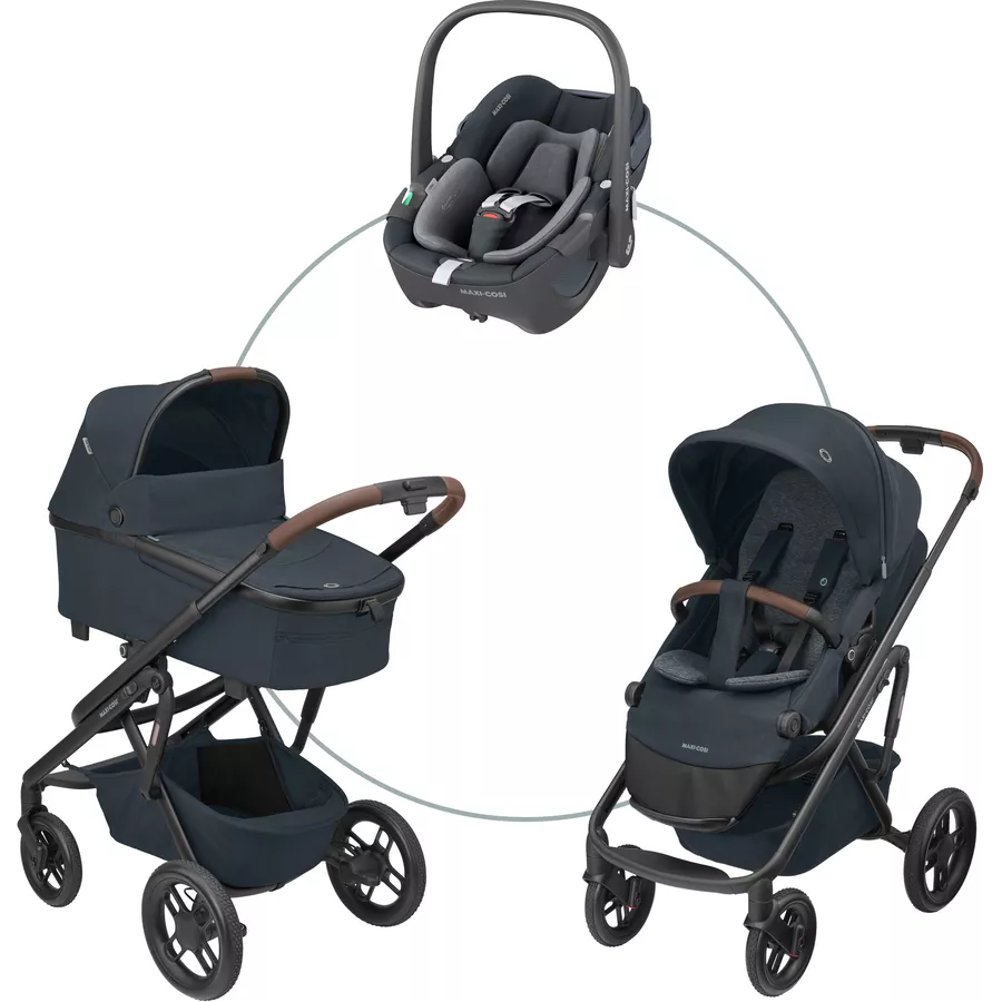 MAXI COSI Kombikinderwagen Lila XP Plus 3 in 1 Set Essential Graphite mit Babyschale Pebble 360 Essential Black
