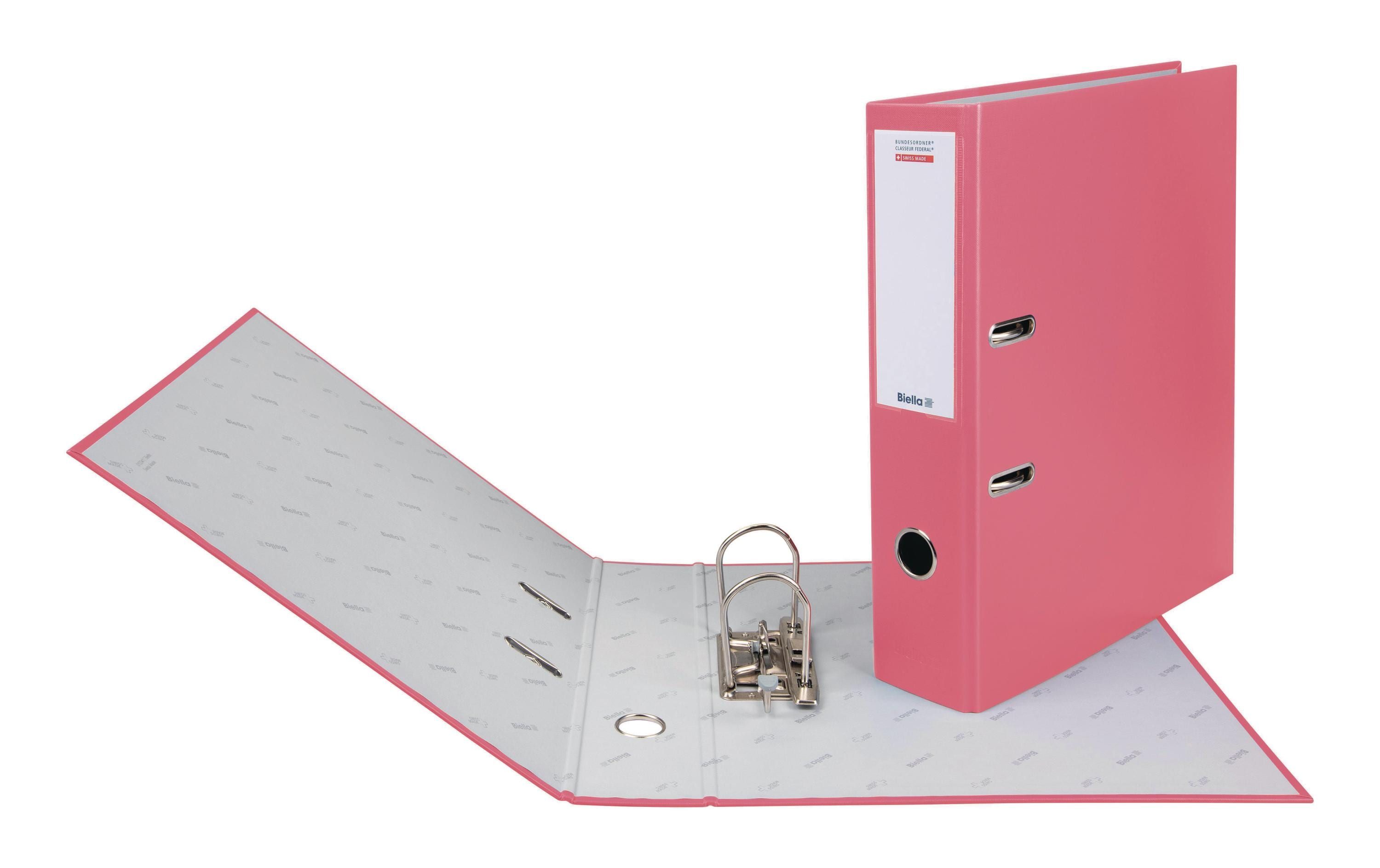Bundesordner A4 7 cm, RosaMit Hebelmechanik Strong und mit Druck-Niederhalter