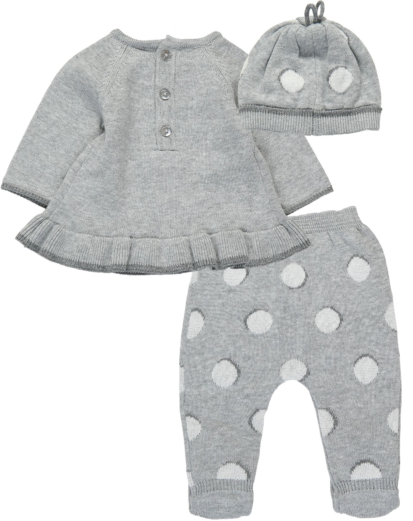 Strickpullover BUNNY 3-teilig in grau meliert