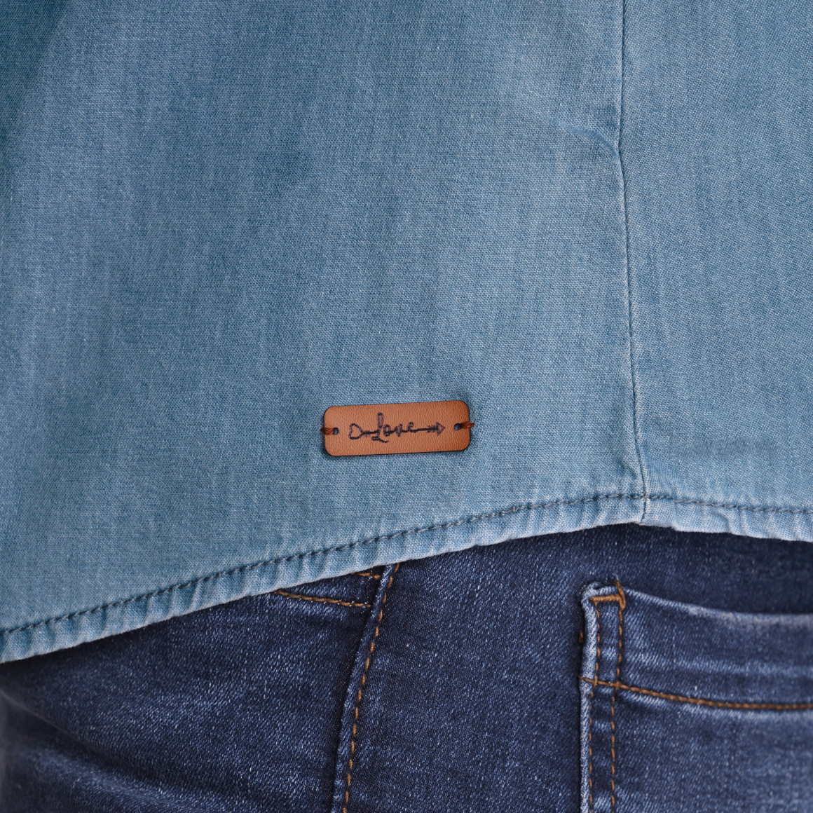 Gina Damen Bluse aus Bio-Baumwolle hellblau