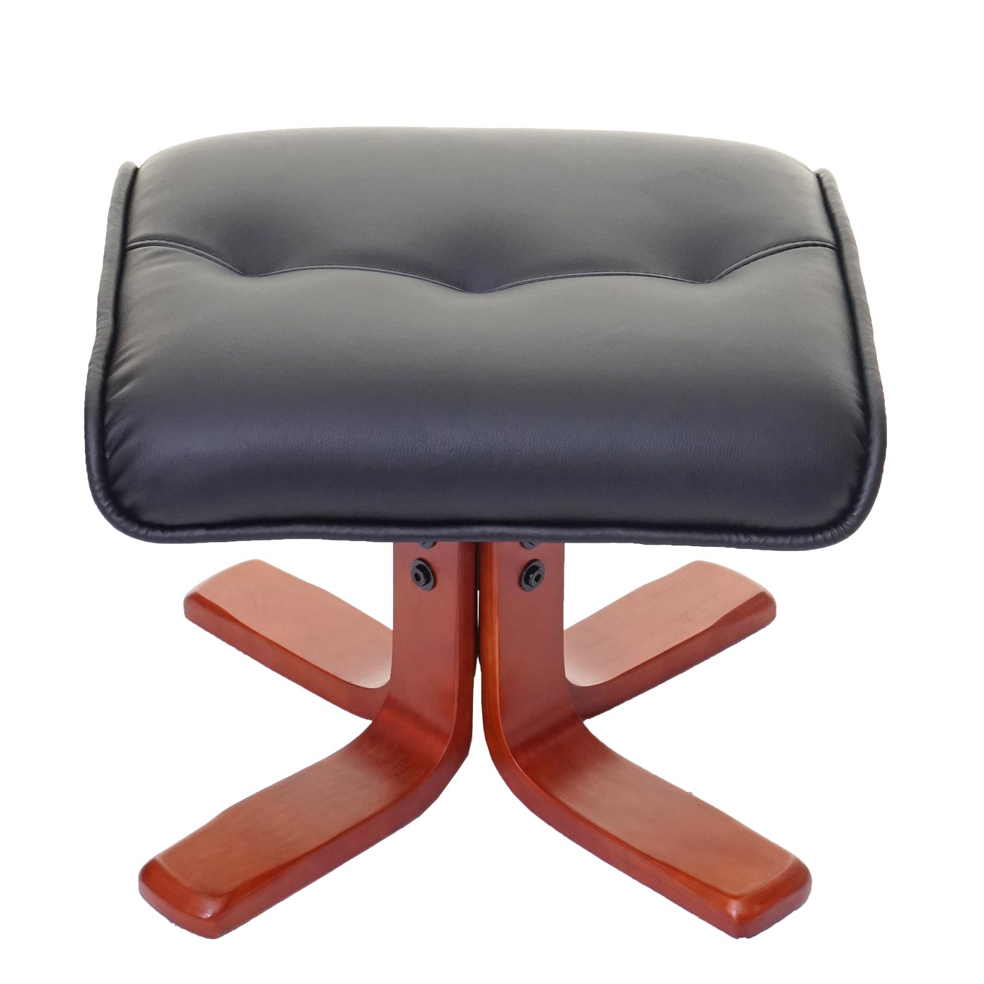 Relaxsessel MCW-E30, Fernsehsessel Liegesessel TV-Sessel mit Hocker ~ Kunstleder schwarz