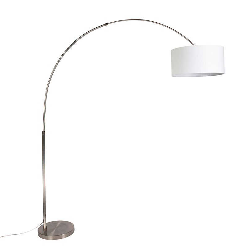 Booglamp staal stoffen kap wit 50/50/25 verstelbaar - XL