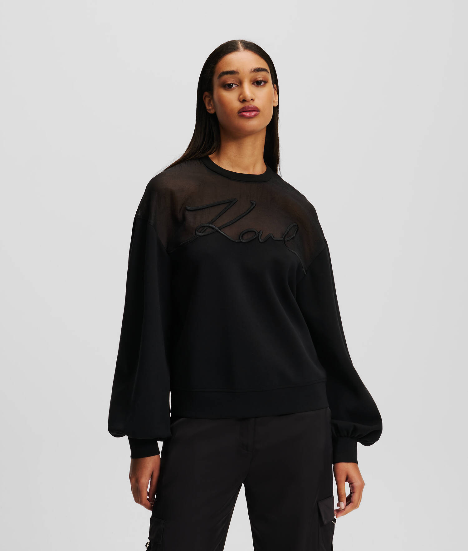 SWEAT-SHIRT EN TISSU MÉLANGÉ KARL SIGNATURE