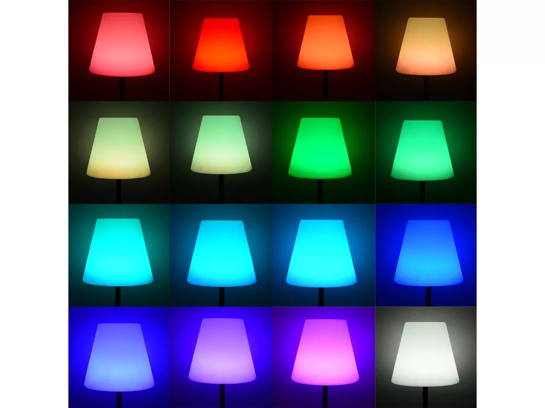Lampadaire extérieur 100 cm LAMPADA L LED hybride . lampe multicolore sur pied. luminaire design à batterie. solaire. télécommandé