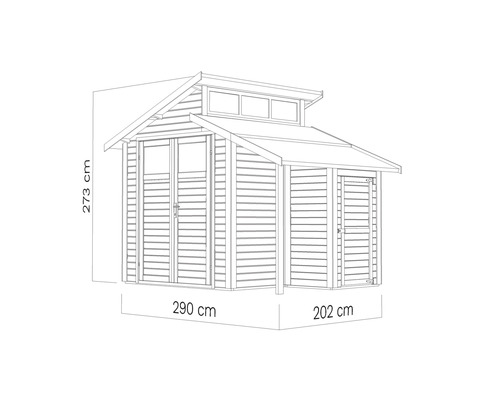 Tuinhuis Konsta Studio Set 2 met vloer 328 x 240 cm naturel