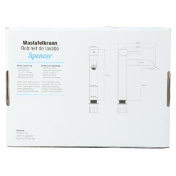 Atlantic wastafelkraan Spencer met hendel Chroom