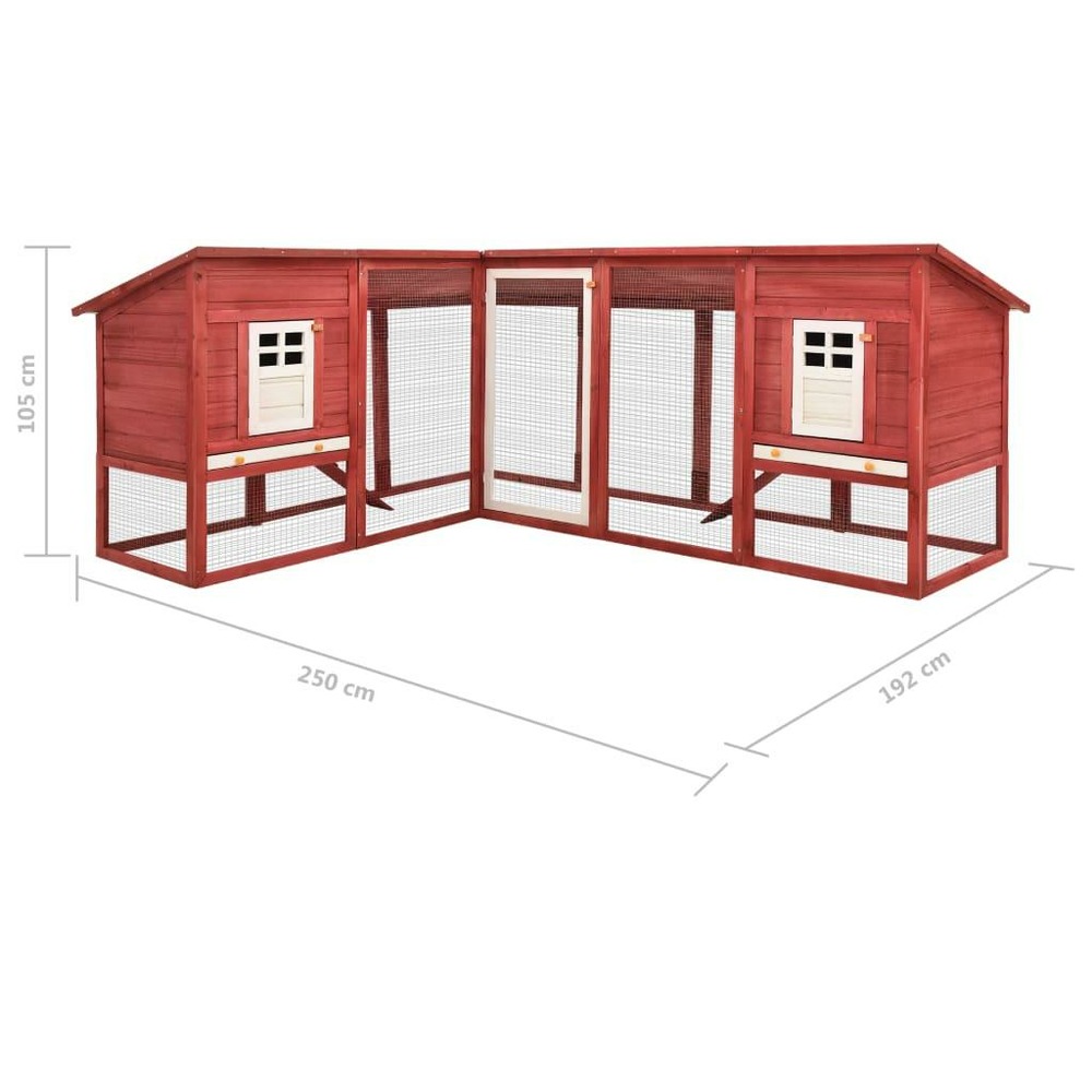Clapier d'extérieur 250 x 192 x 105 cm avec piste rouge et blanc bois de sapin