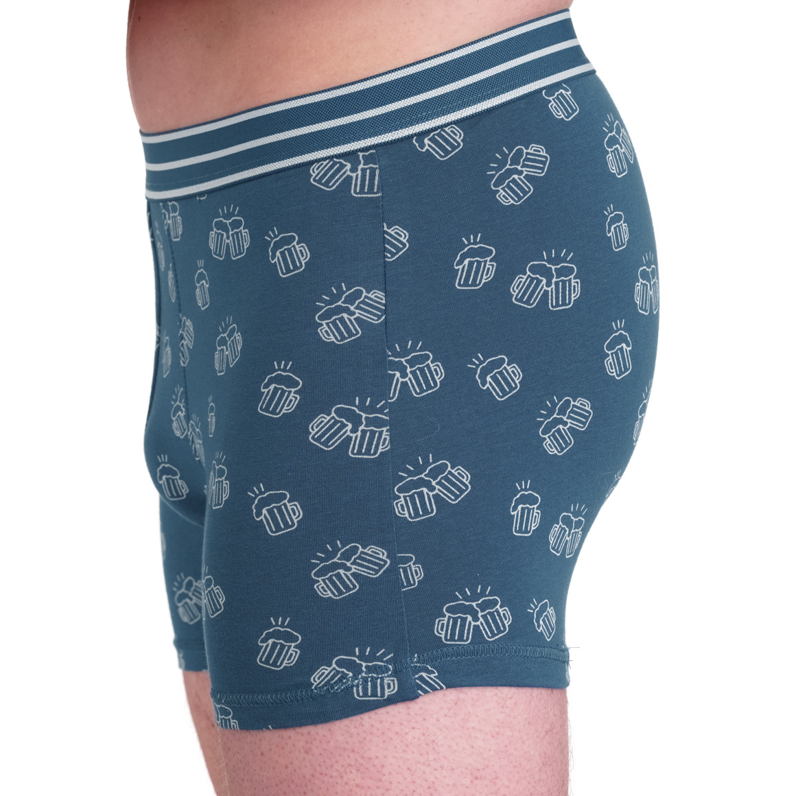 VanVaan Herren Retroshorts mit Bierkrügen allover petrol