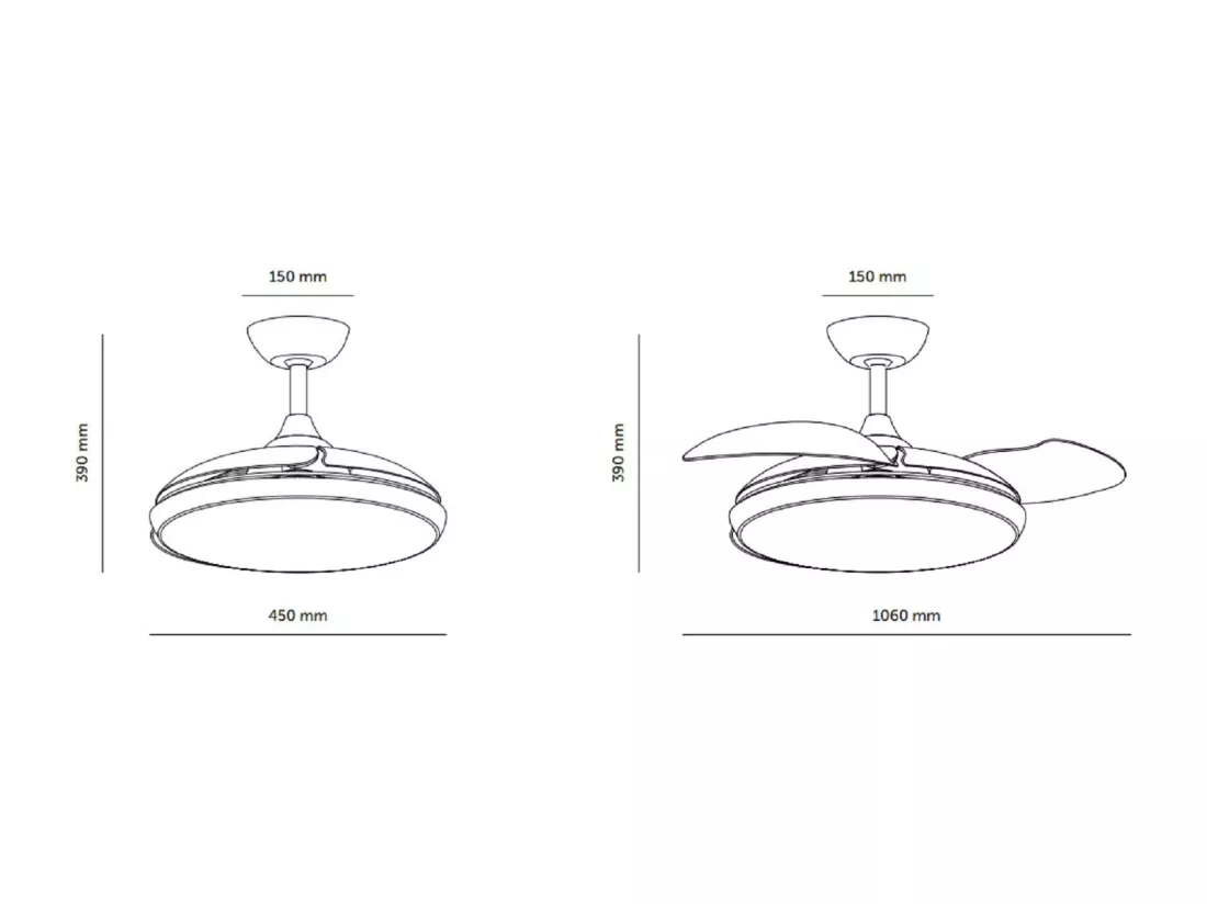 Ventilateur de Plafond Silencieux Dalori Blanc 106cm Moteur DC Blanc