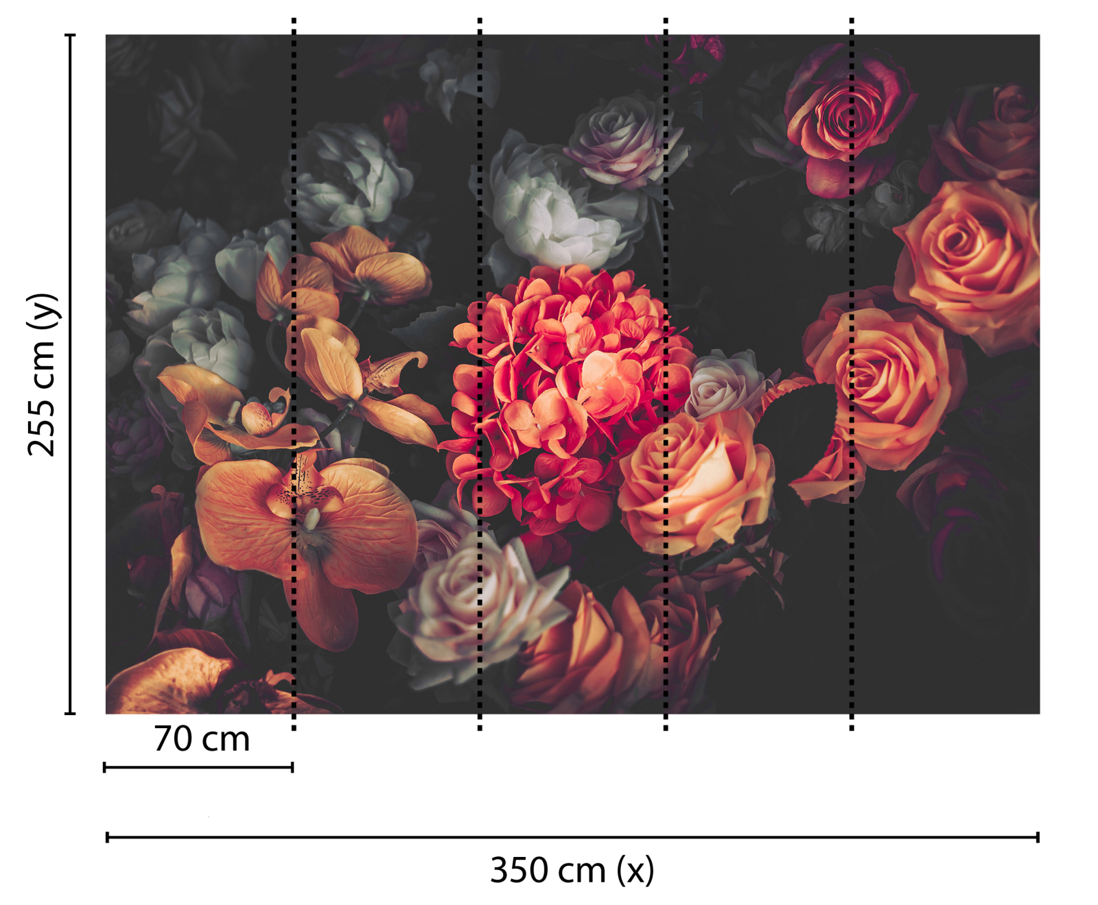 Fototapete DESIGNWALLS - rot-orange - Blumen - 2,55 Meter