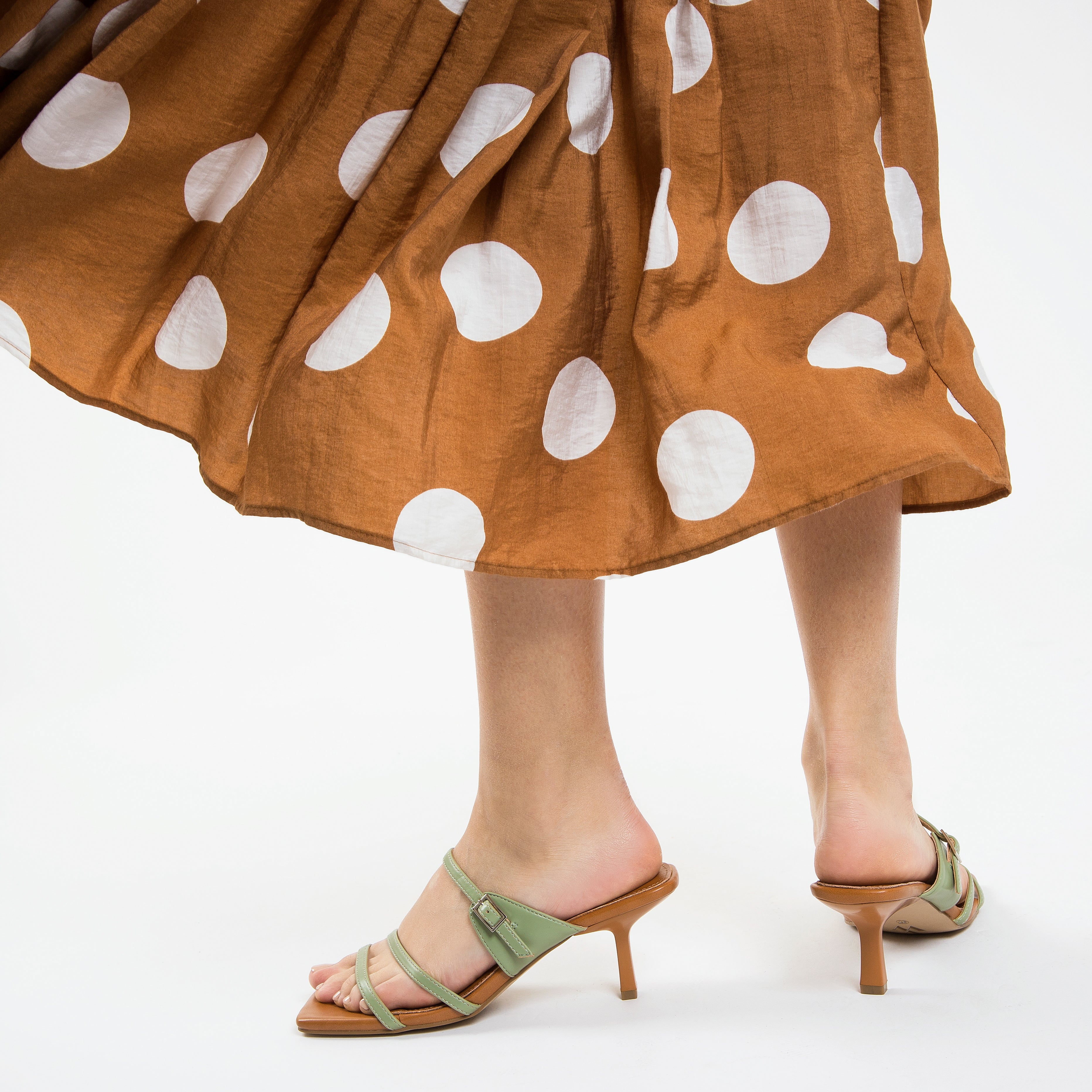Sandales à talon, Compensées-Mules kitten heel Axelle vert amande