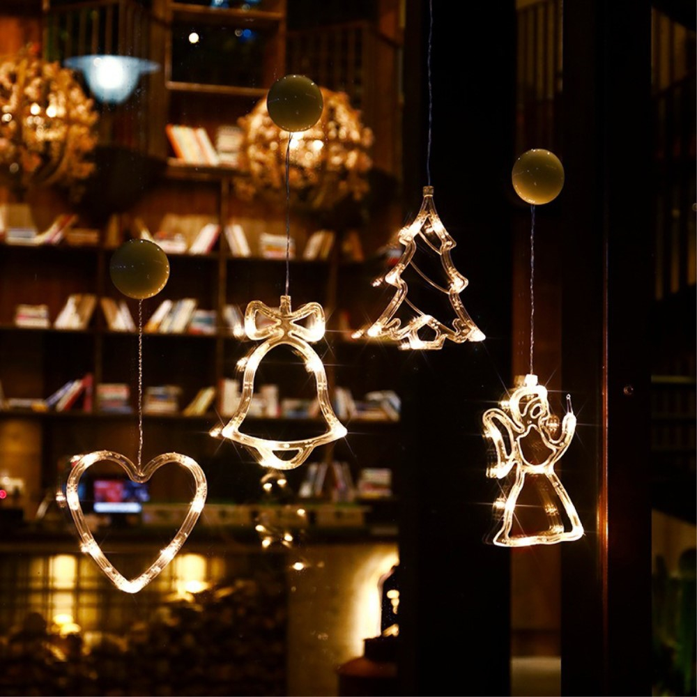 (19x18cm) Weihnachts LED Deko Christmas Fenster Beleuchtung mit Saugnapf (Batteriebetrieben) - Schneeflocke