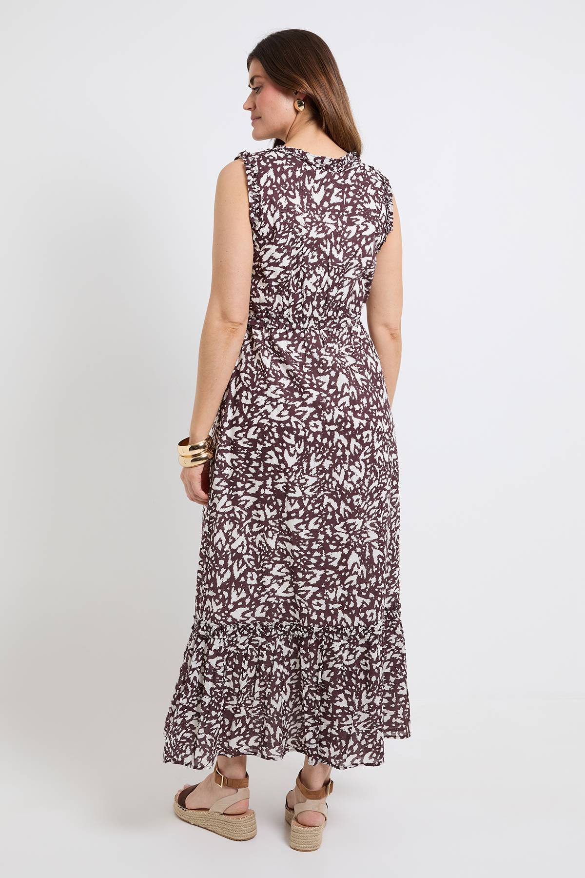 Wallis Robe Longue D'été En Coton Dobby À Motif Abstrait