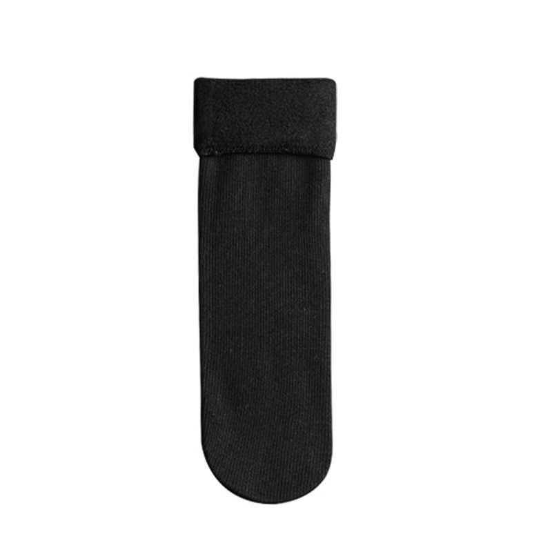 (4 Paar) Warme Socken Winter Damen Füsslinge Plüsch gefüttert (One Size) - Schwarz