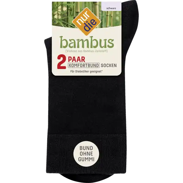 Komfort-Socken Bambus schwarz 2er Gr. 39-42