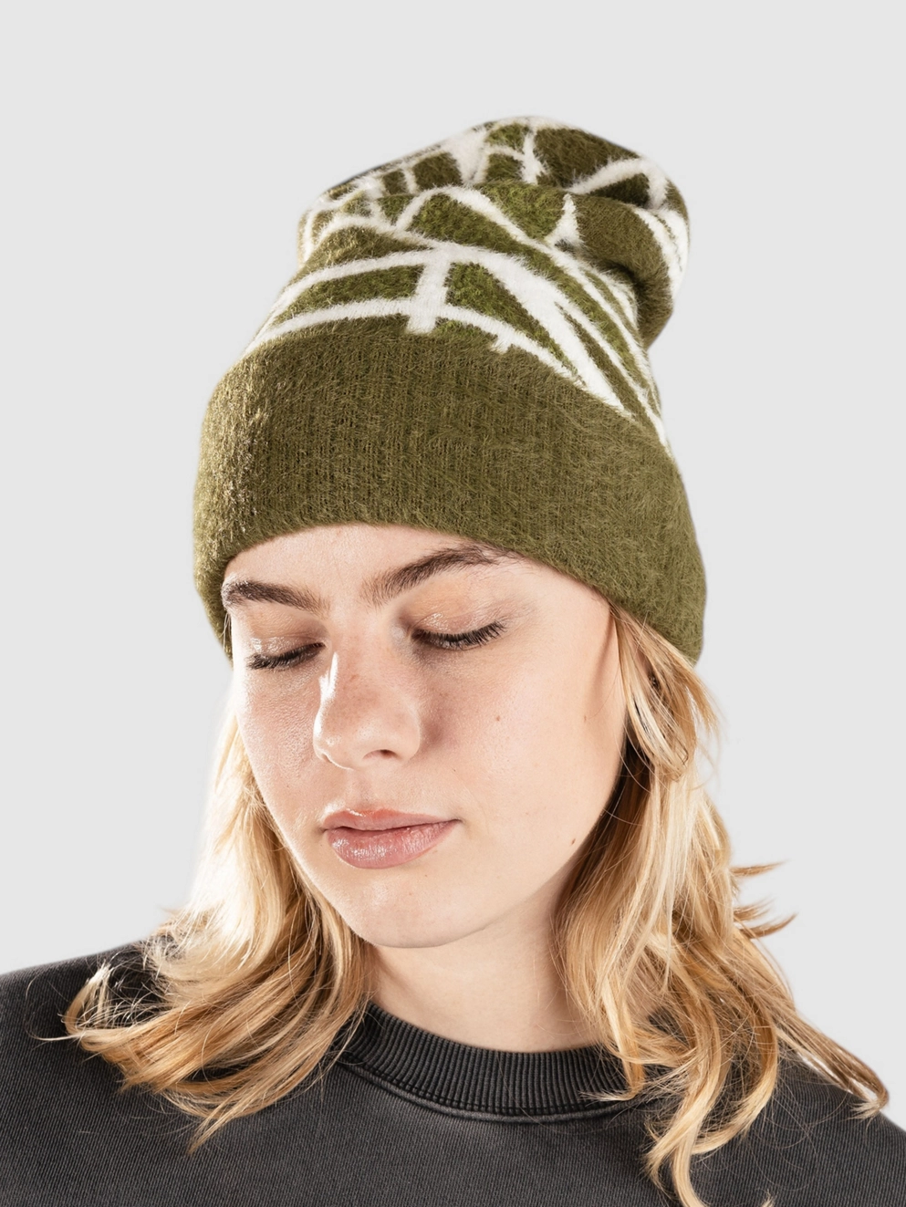 Coal Solstice Beanie olive gridlock
