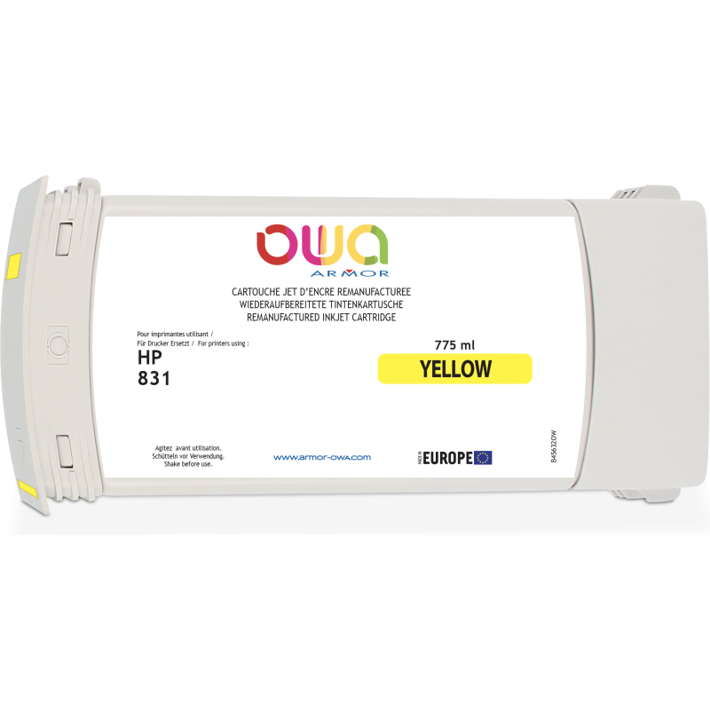 Cartouche d'encre traceur remanufacturée OWA - standard - Jaune - pour HP 831C