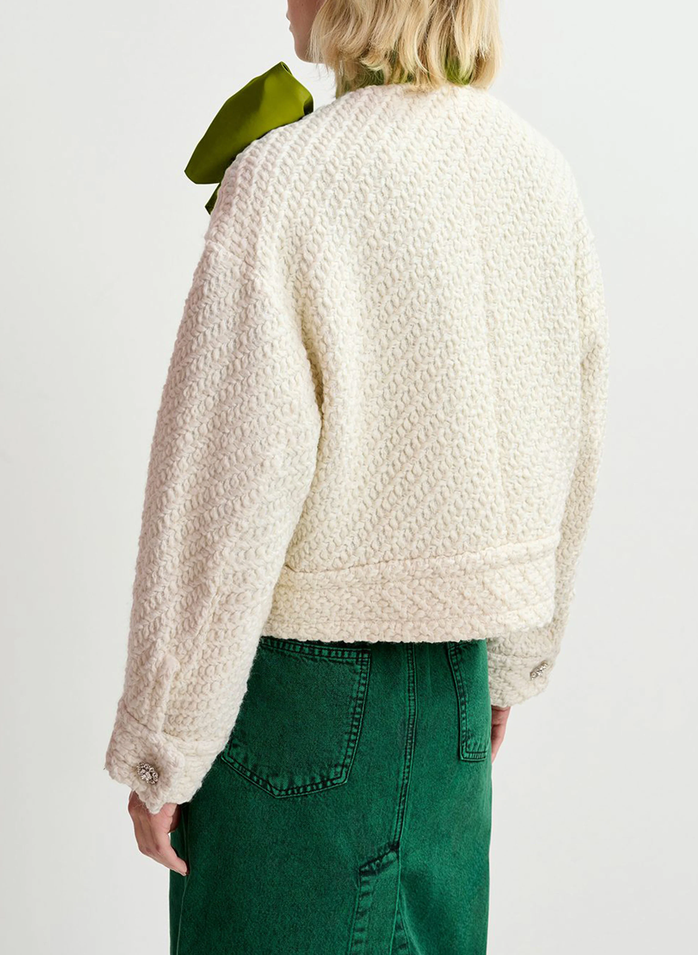 GOUVEAU - Veste courte en tweed de laine mélangée | Blanc