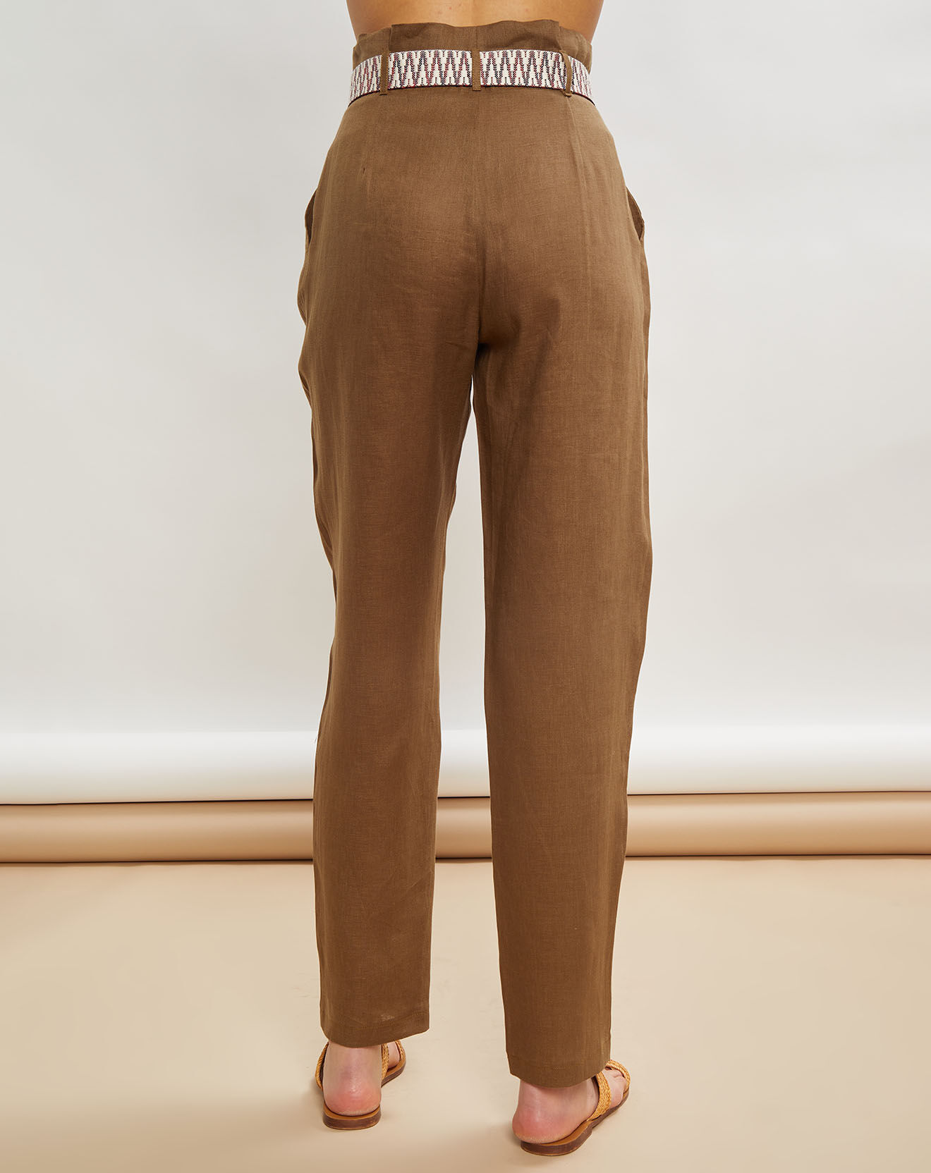 La Petite Francaise Pantalon 100% Lin Peter kaki