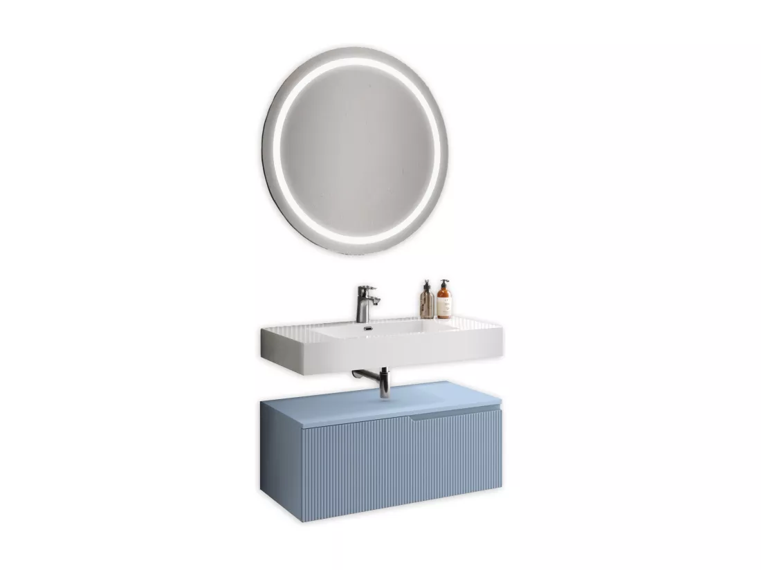 Composition 3 pieces VENERE blanc brillant/blue ciel tiffany
