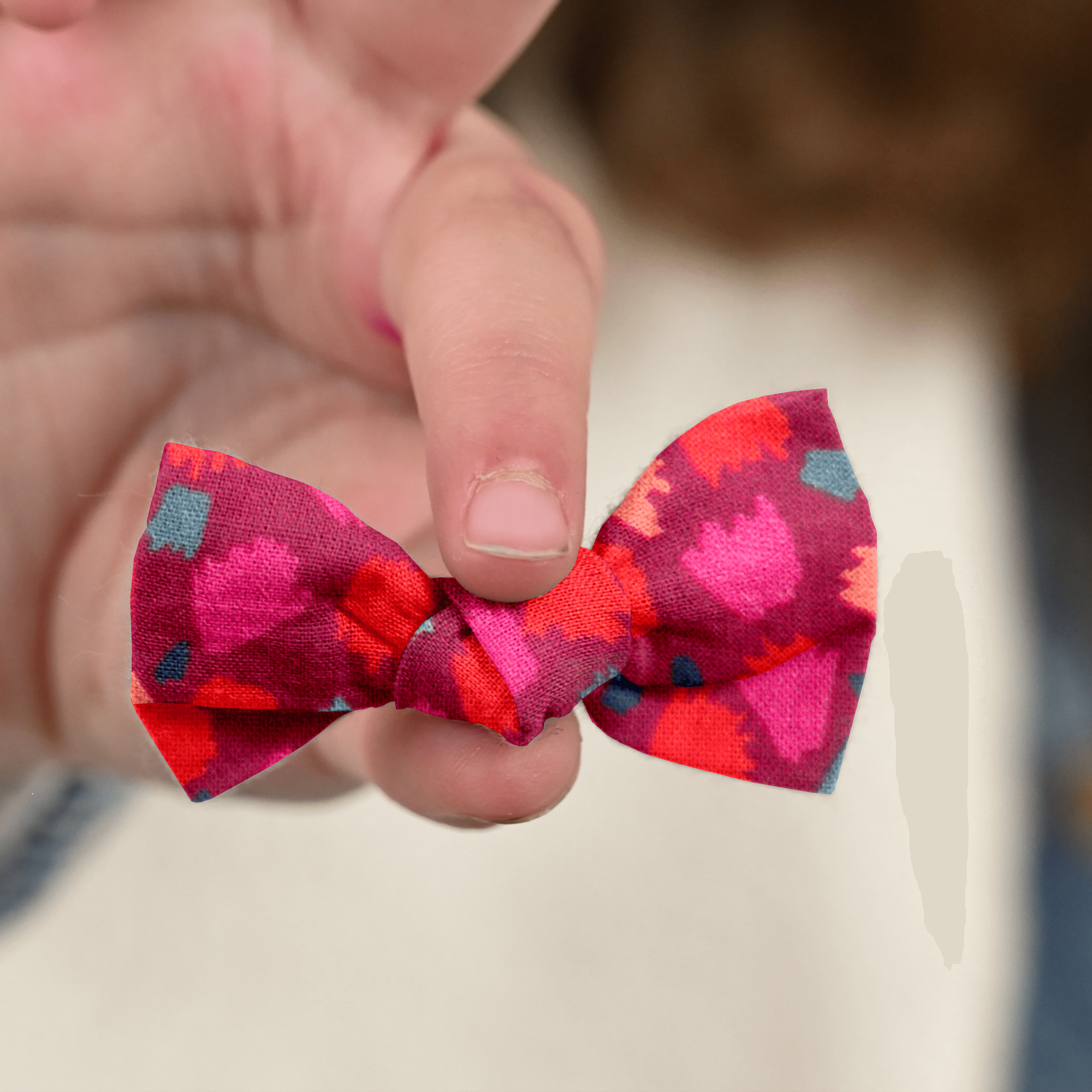 Barrette Petit Noeud Pompons Cerise