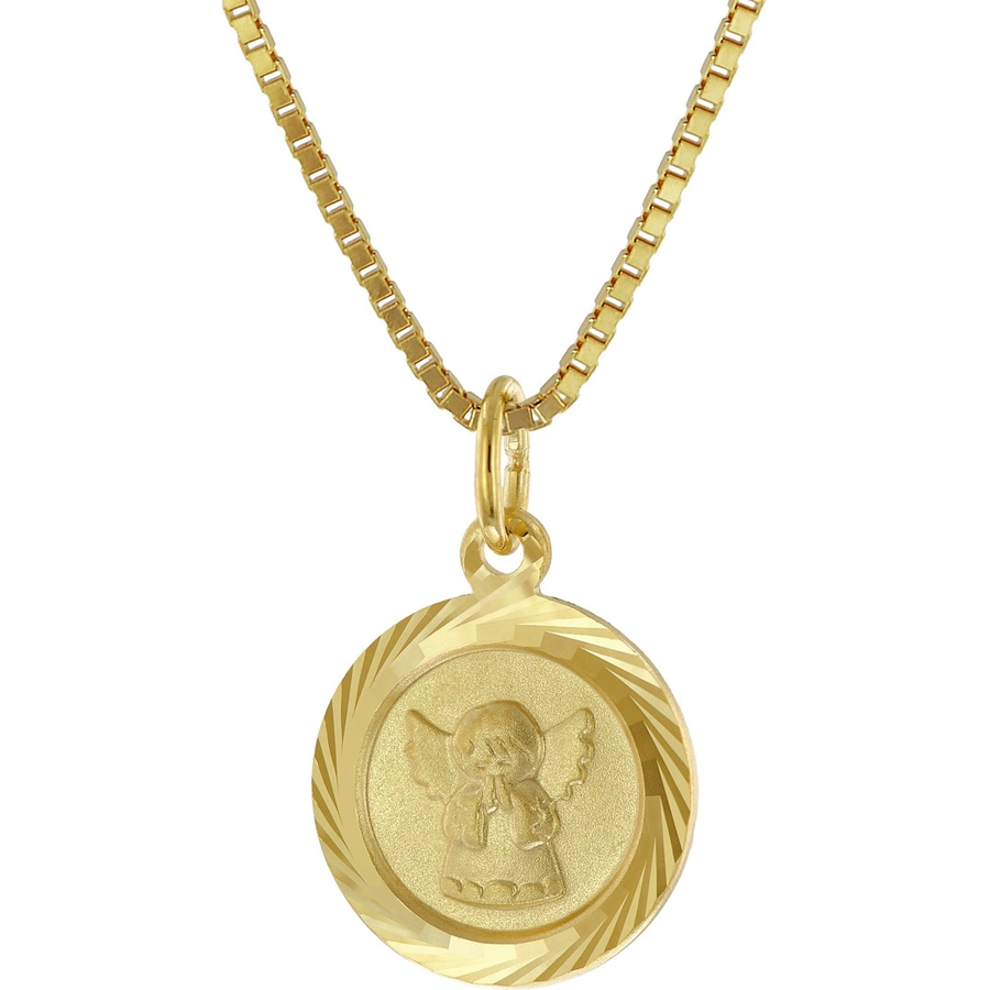 trendor Kinder Schutzengel-Anhänger Gold 585 mit vergoldeter Silberkette gold