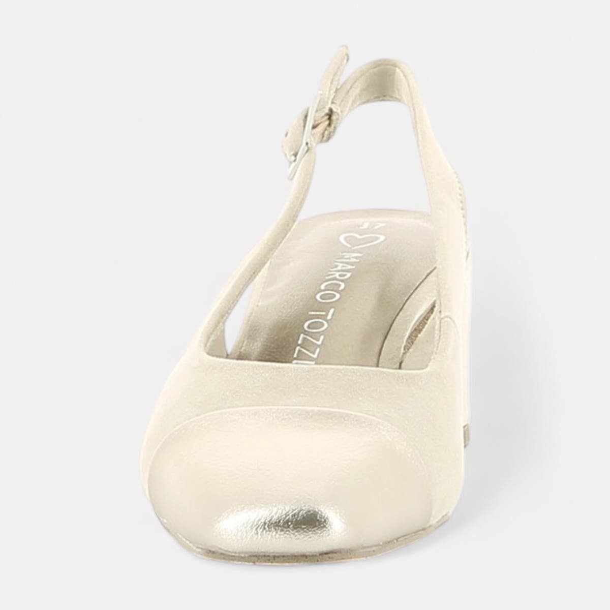 Escarpins avec bride arrière à talon Femme beige