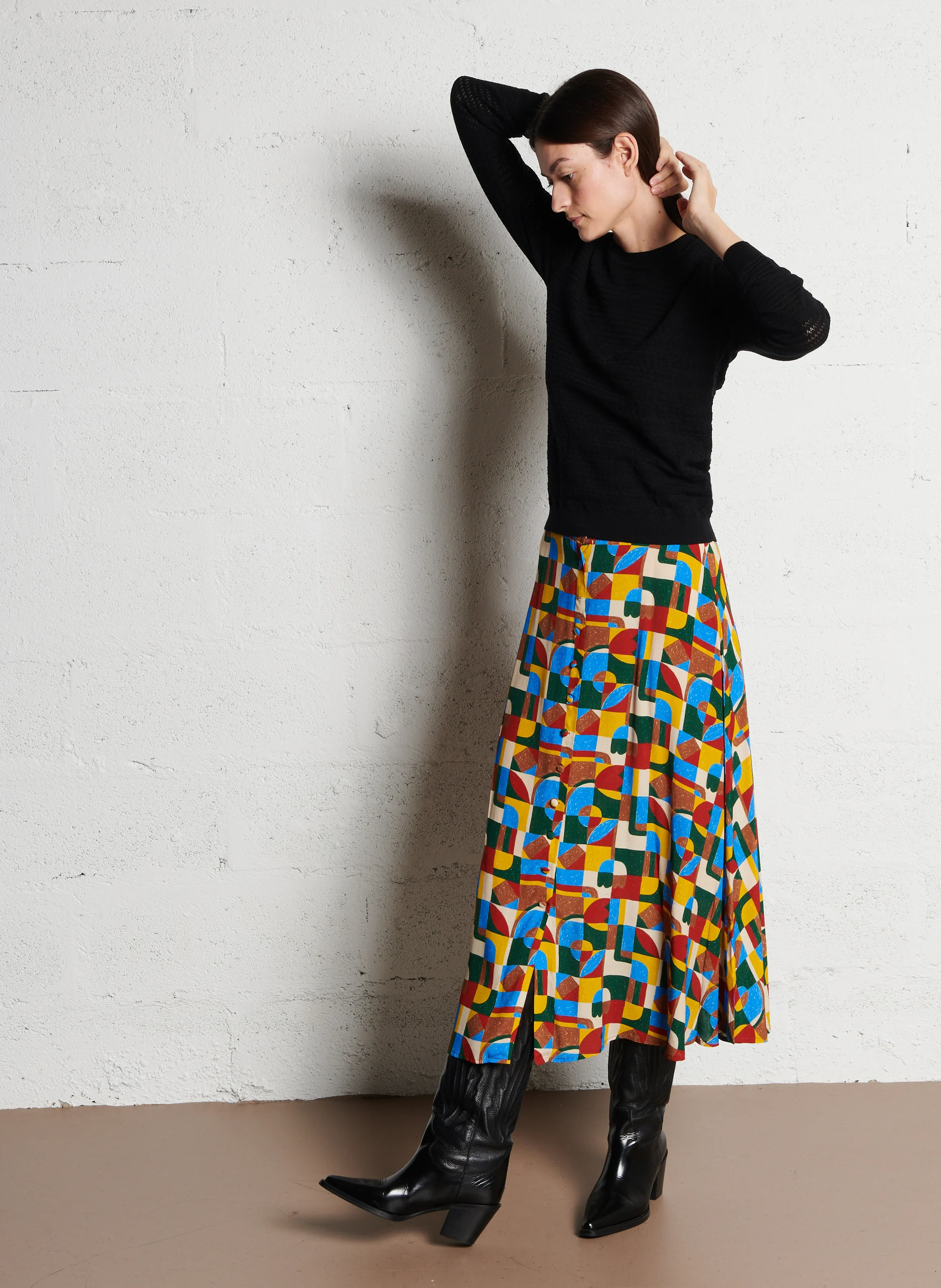 SALMA - Jupe jacquard satinée | Multicolore