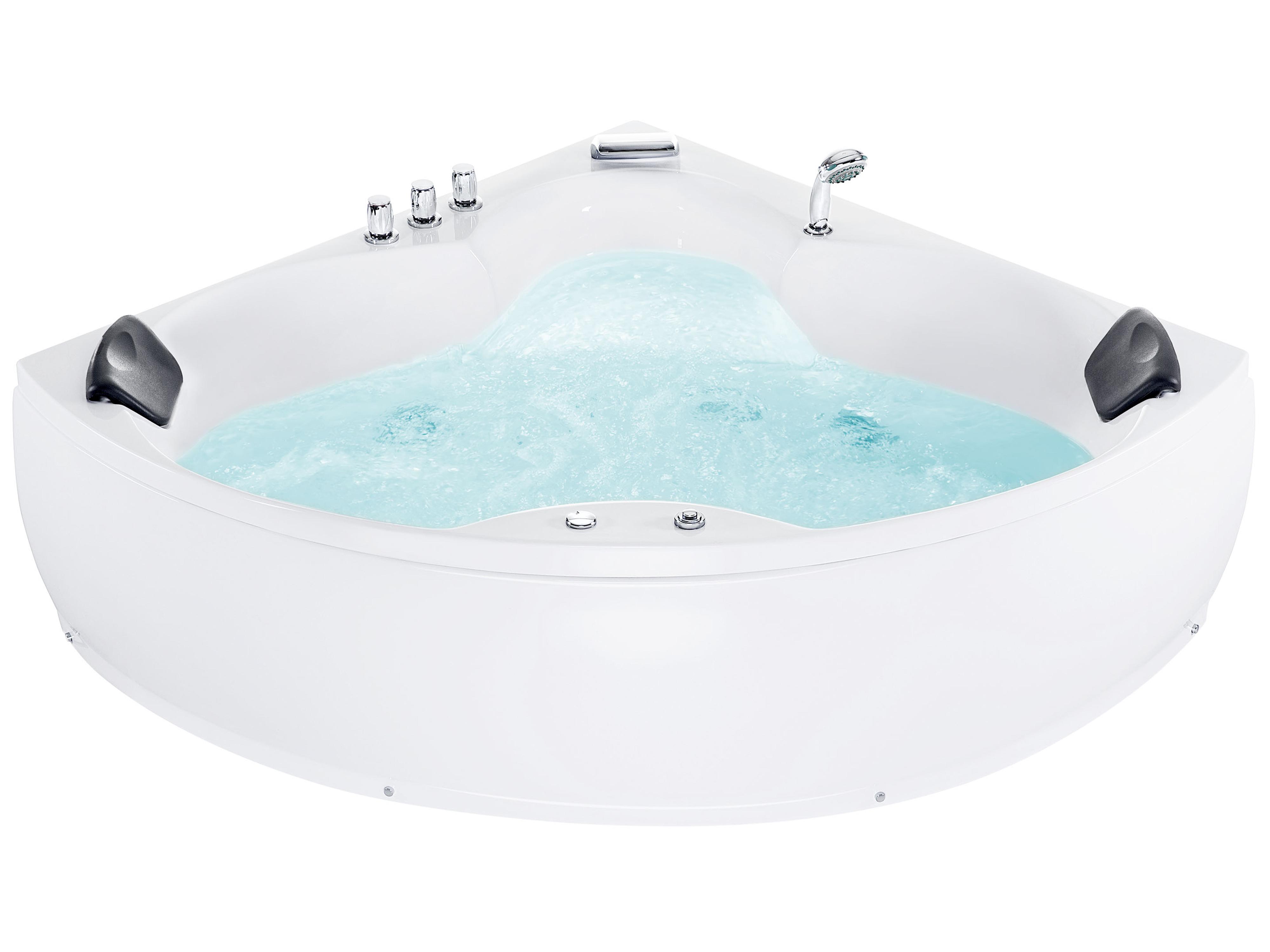 Hoek bubbelbad met LED SENADO 205 x 150 cm Wit