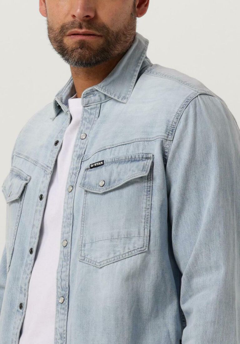 G-STAR RAW lichtblauwe g-star raw casual overhemd slim denim shirt