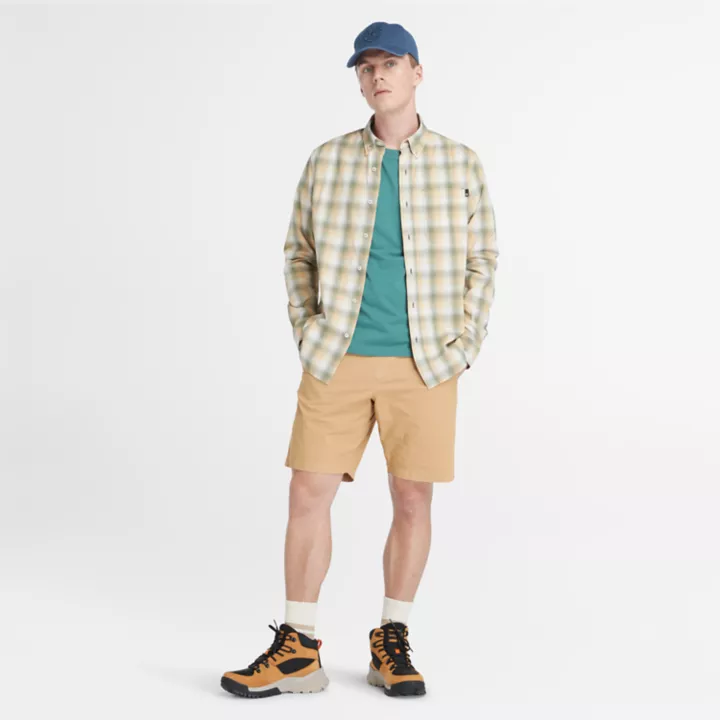 Chemise à carreaux pour homme en beige