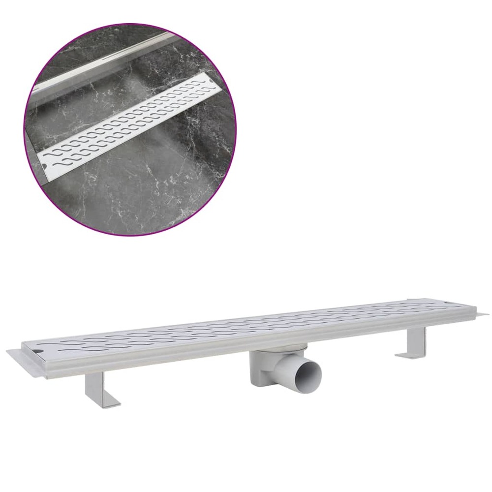 Drain de douche linéaire 730 x 140 mm en acier inoxydable