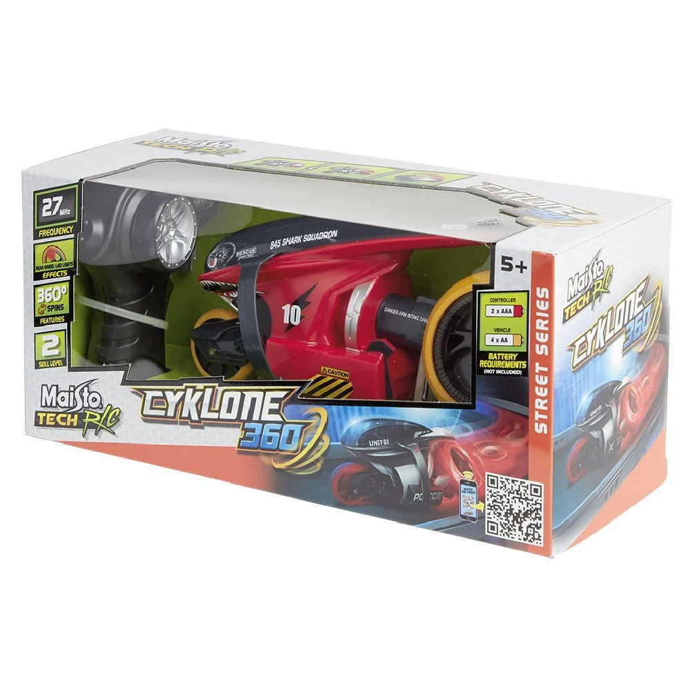 Moto radiocommandée Cyclone 360° LED multicolore