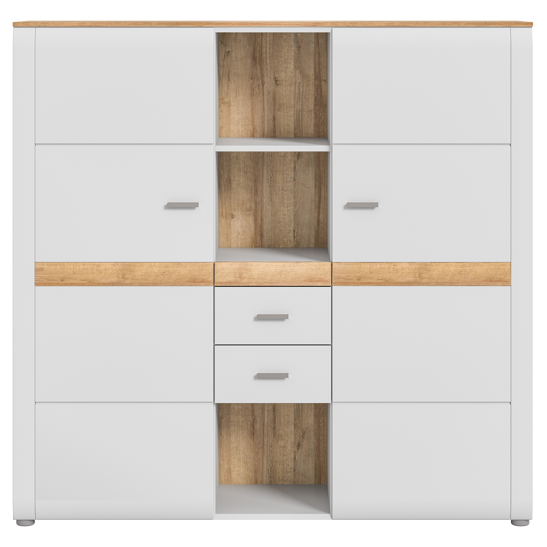 Highboard ASHTON - ashgrey matt-Rivera Eiche - 141 cm