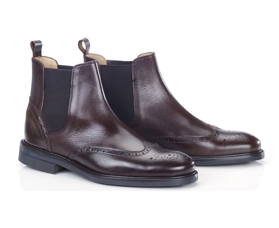 Boots cuir homme Chocolat grainé - ATWORTH GOMME CITY