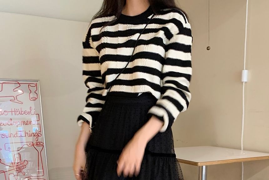 Coris - Maxi A-lijn rok met hoge taille en stippen van mesh