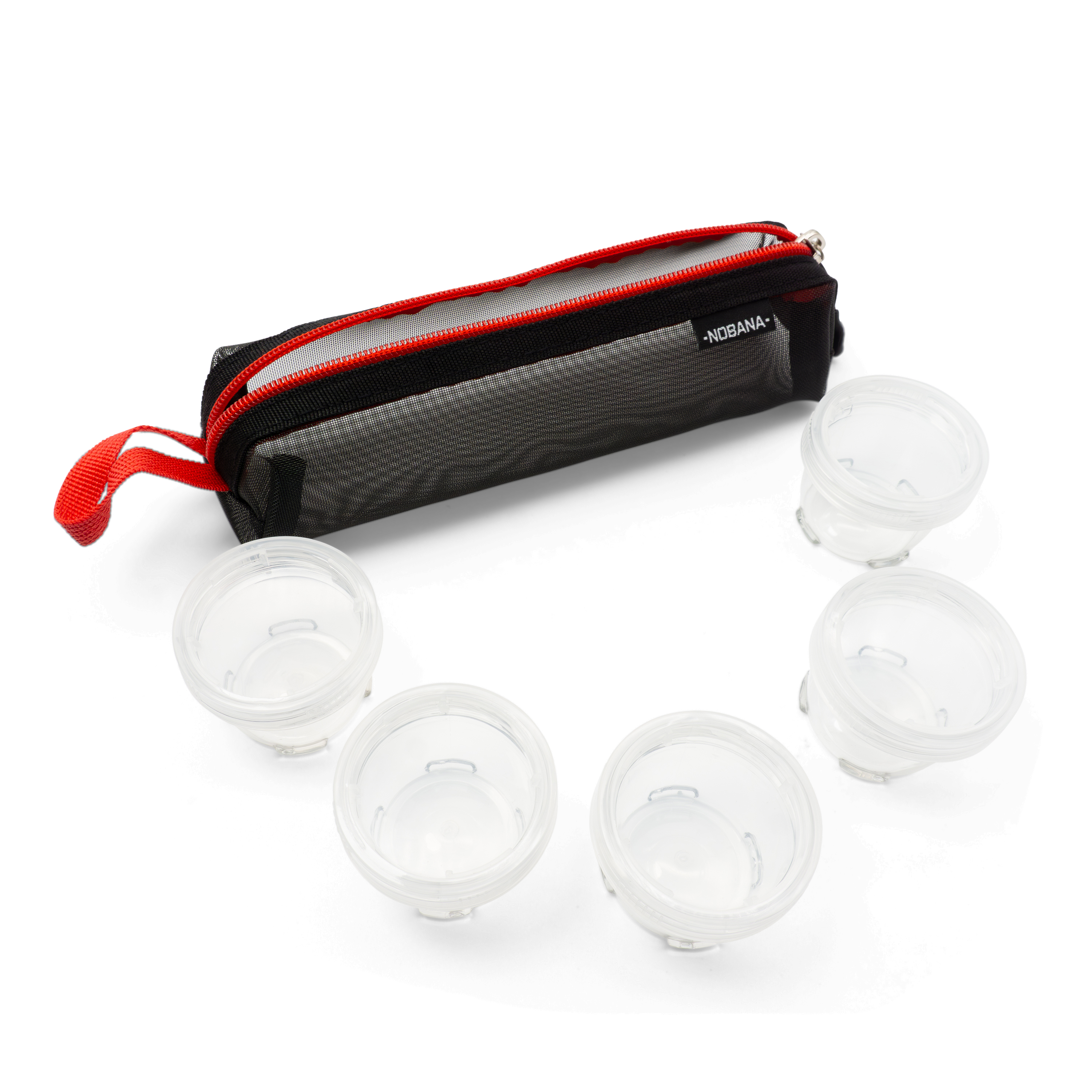 (5er Set) 40ml Camping Gewürz Behälter Reise Döschen mit Aufbewahrungstasche - Transparent