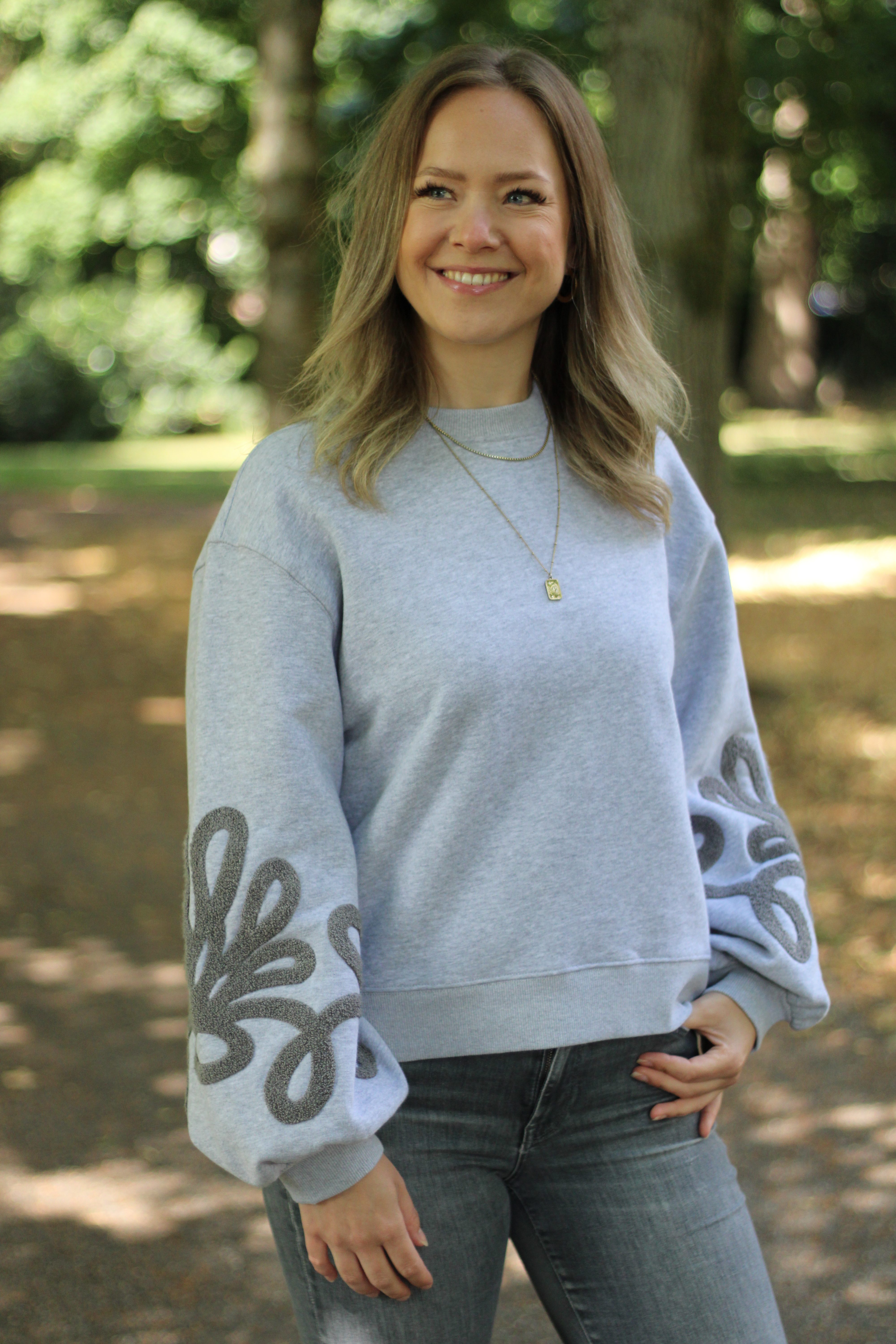 Rino & Pelle - Quincy Sweatshirt With Application - Grey Melange