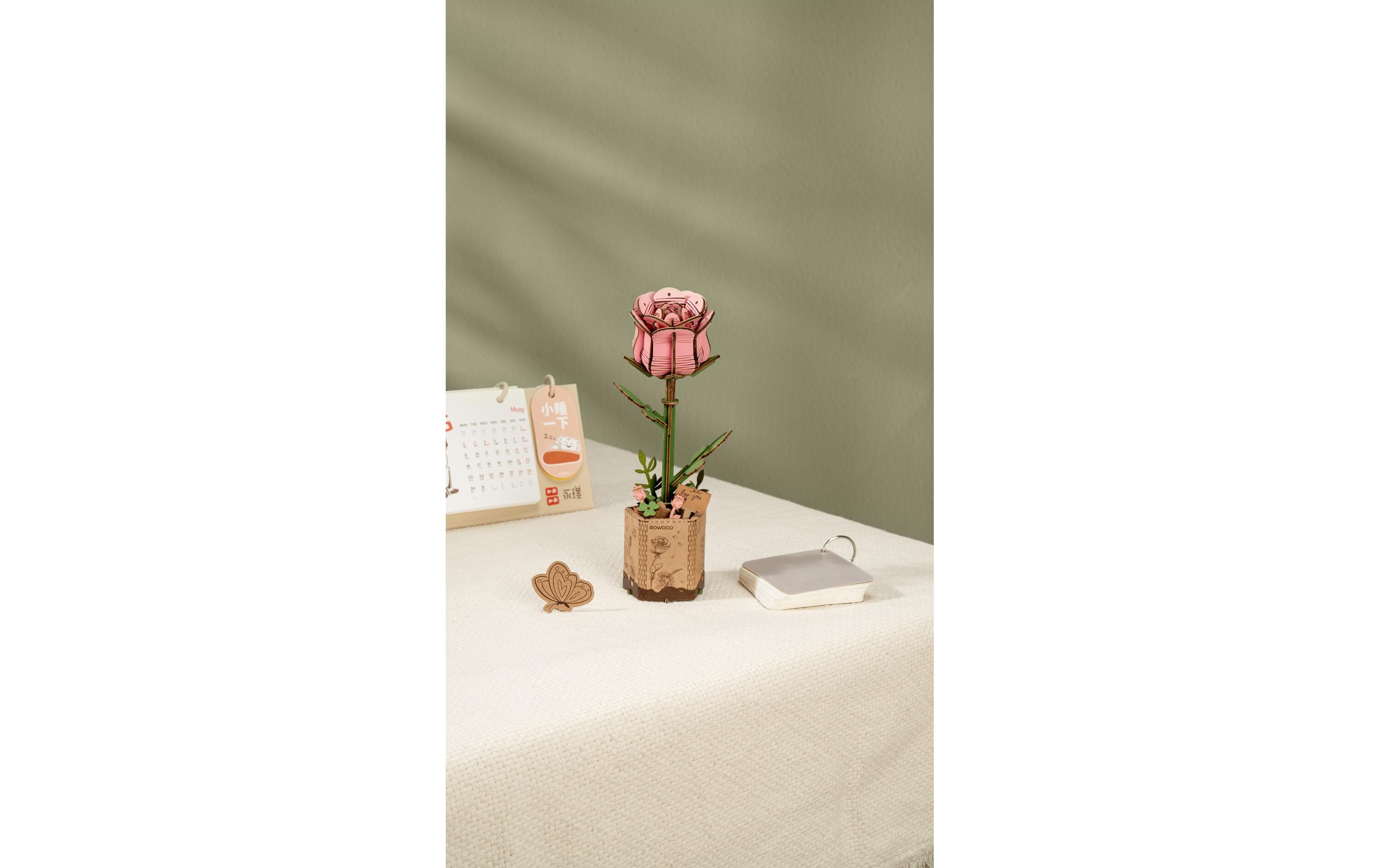 Bausatz Pink Rose 104-teilig3D-Puzzle aus lasergeschnittenen Holzteilen