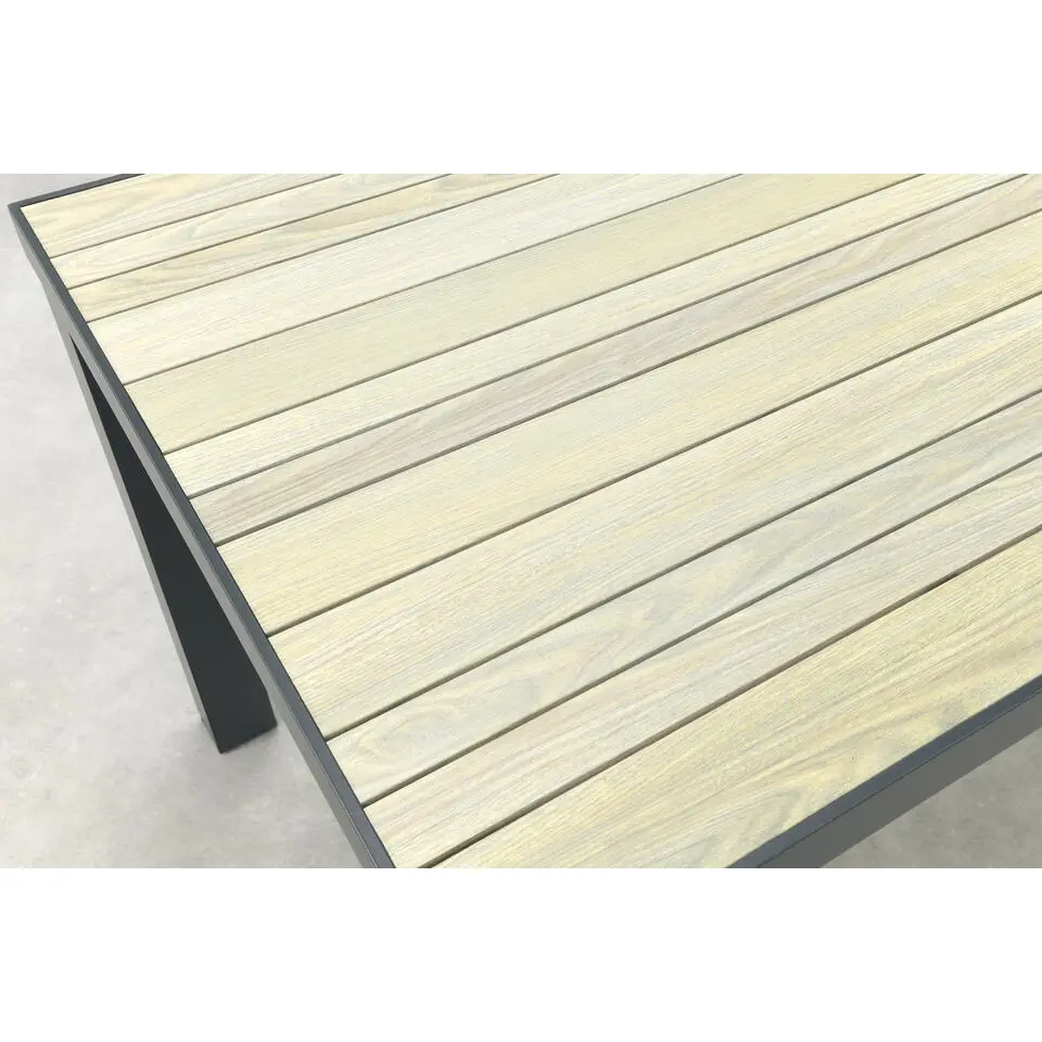 VDG Nola tuintafel 210x90 cm. - Antraciet/Houtlook