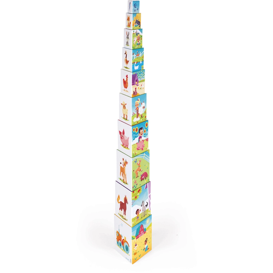 Janod® Stapelpyramide Bauernhof Dreieck (Inhalt 10 Elemente)