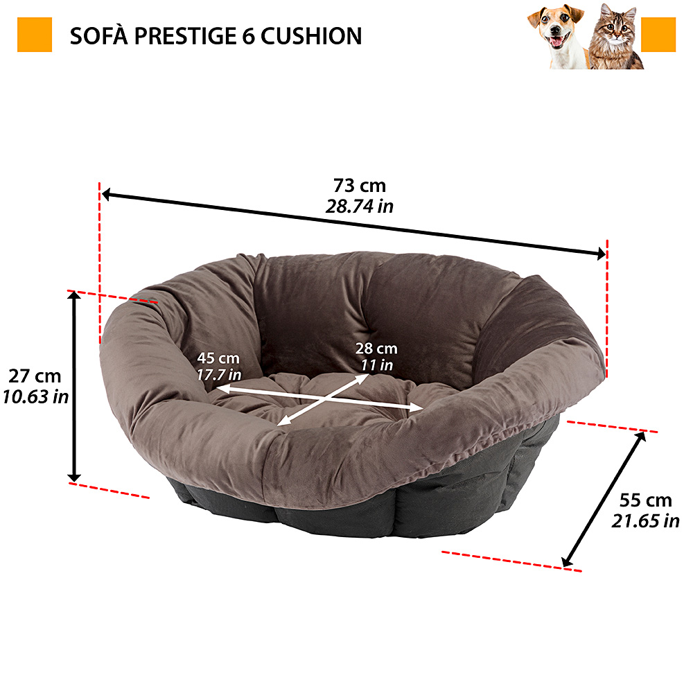 Ferplast coussin pour panier chien et chat sofa' prestige 6, en velours, matelas coussin rembourré pour lit pour chien et chat