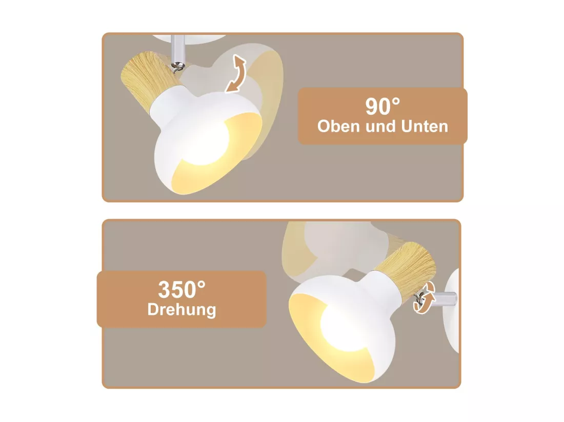 NETTLIFE Spot de plafond 1 flamme plafonnier blanc spot de couloir industriel E14 intérieur orientable à 350°