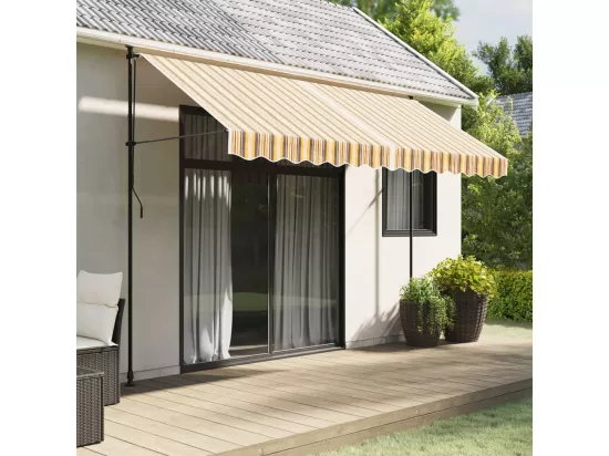 Tissu de remplacement de cantonnière d’auvent rayure jaune gris